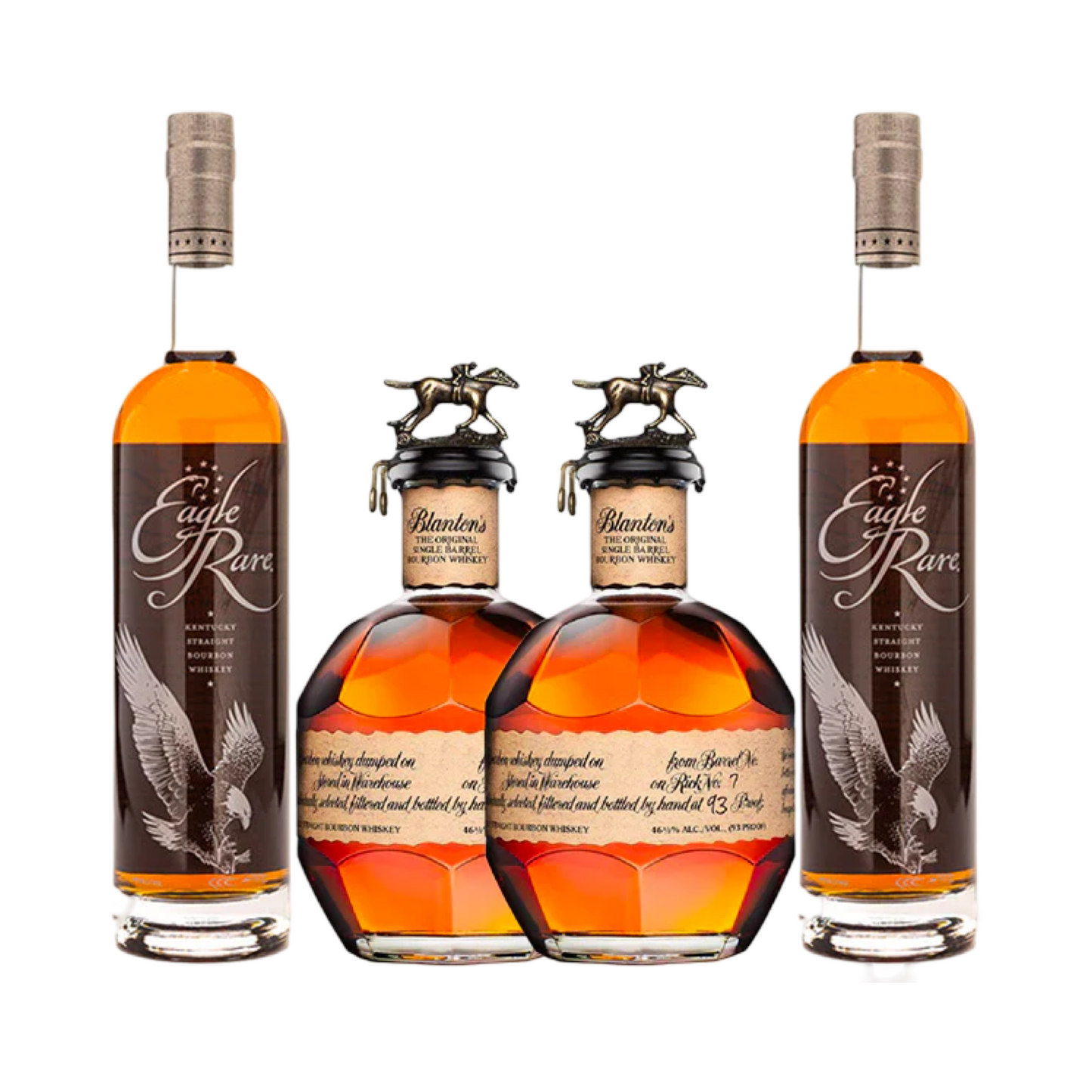 Eagle Rare 10 Year and Blanton's Single Barrel Bourbon Whiskey Bundle 750ml 4-Pack