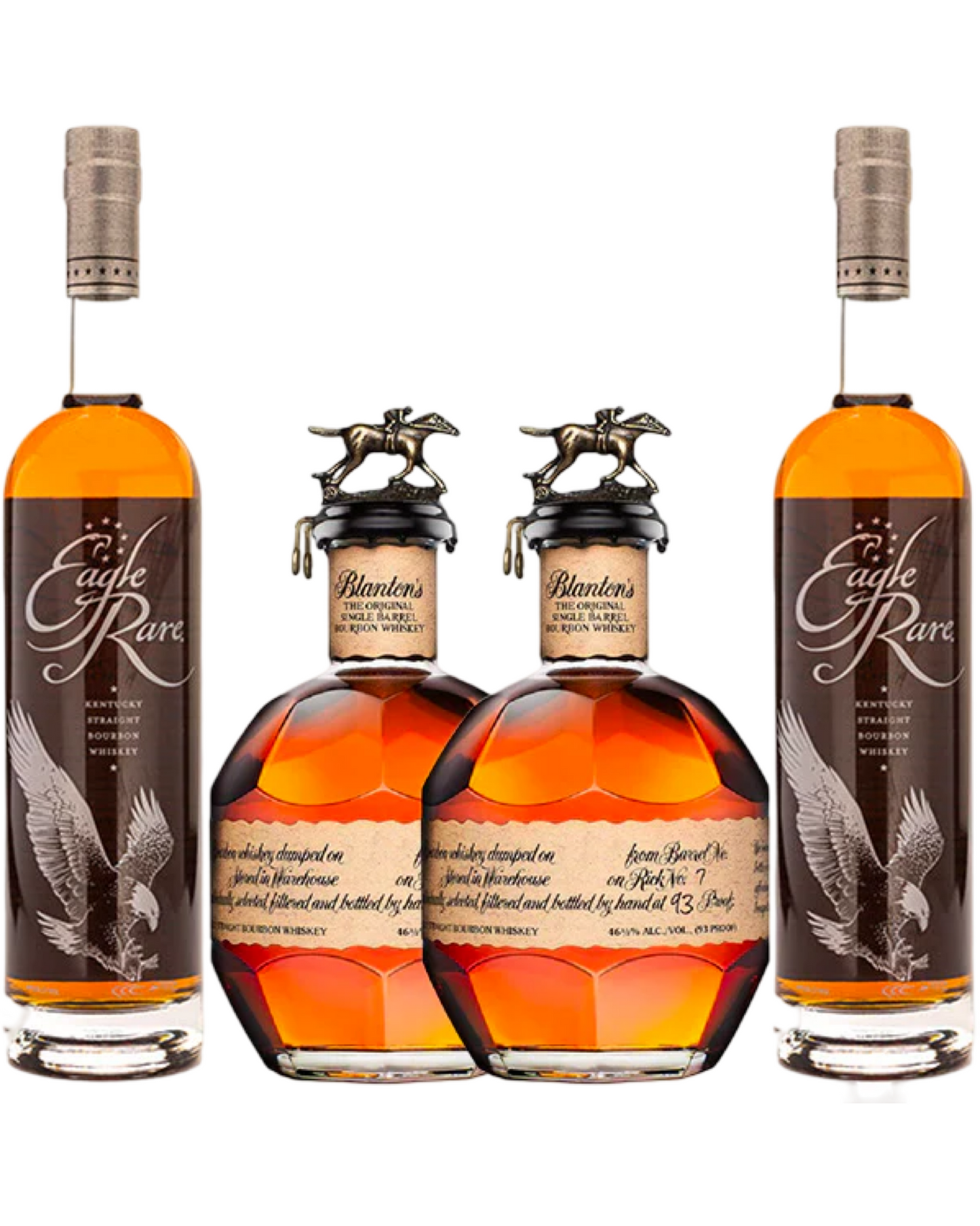 Eagle Rare 10 Year and Blanton's Single Barrel Bourbon Whiskey Bundle 750ml 4-Pack