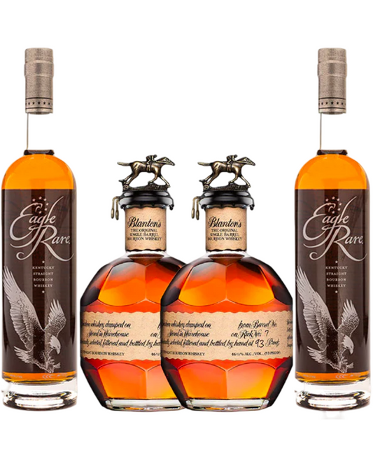 Eagle Rare 10 Year and Blanton's Single Barrel Bourbon Whiskey Bundle 750ml 4-Pack