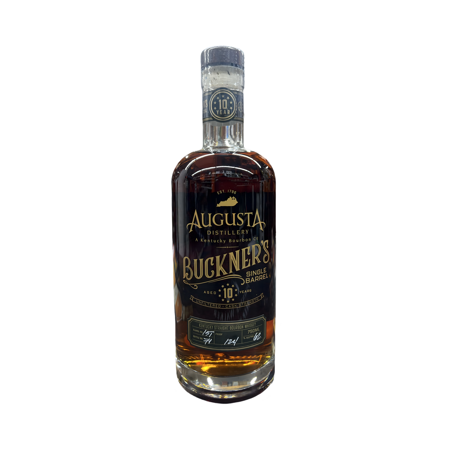 Augusta Distillery 10 Year Old "Buckner's" Unfiltered Cask Strength (EL Cerrito Liquor Exclusive) Single Barrel Kentucky Straight Bourbon Whiskey (750ml)