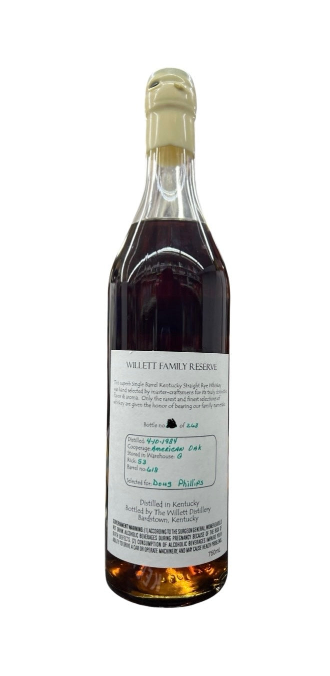 Willett Family Estate Bottled Single Barrel 22 Year Old Rye Barrel No. 618 Dougs Green Ink Rye 750ml