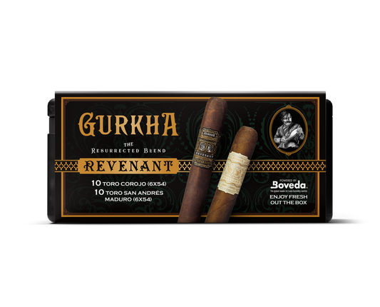 Gurkha Revenant Toro Corojo & San Andres Maduro Cigars Variety Set With Personal Humidor by CigarBros (Box of 10+10)