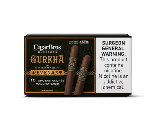 Gurkha Revenant Toro San Andres Maduro Cigar With Personal Humidor by CigarBros (Box of 10)