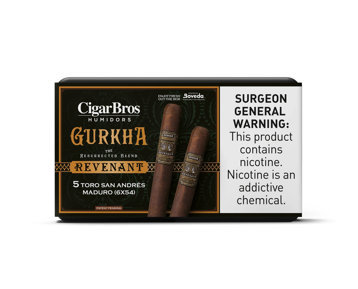 Gurkha Revenant Toro San Andres Maduro Cigar With Personal Humidor by CigarBros (Box of 5)