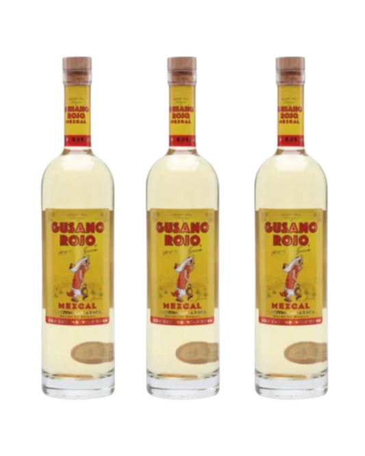 Gusano Rojo  with Worm Artesanal Mezcal Bundle 750ml 3-Pack