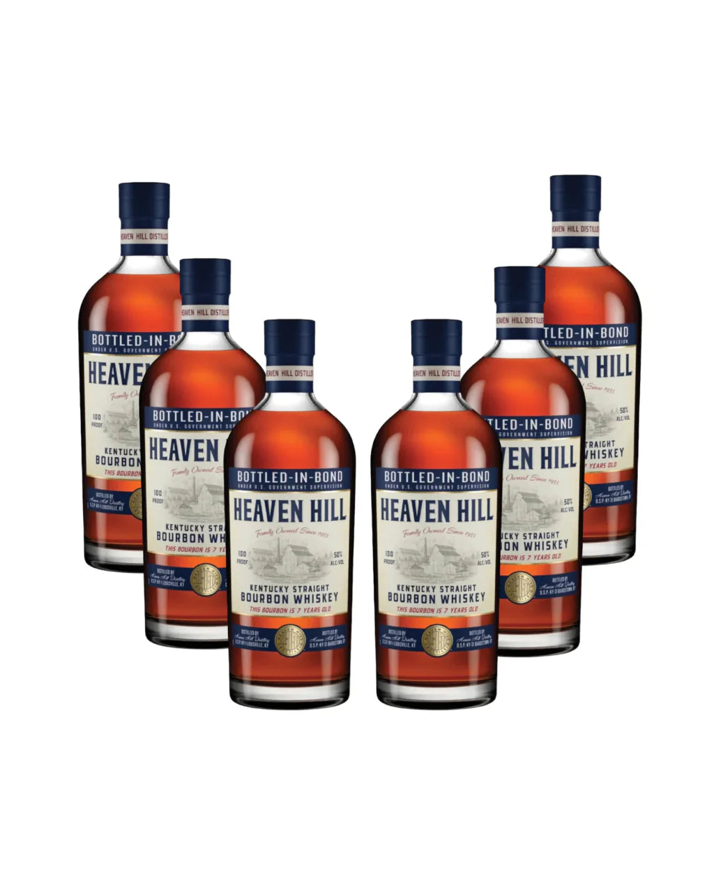 Heaven Hill 7 Year Old Kentucky Straight Bourbon Whiskey 6 Bottles Bundle Pack