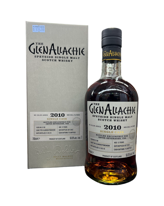 2010 Glenallachie Single Cask 12 Year Old Oloroso Puncheon Cask Finished Single Malt Scotch Whisky 750ml