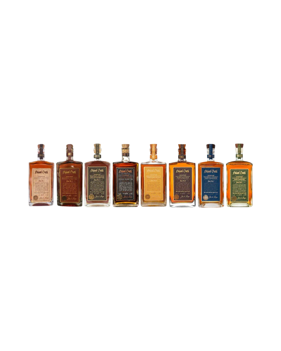Blood Oath Vertical Set  Pact No. 1-9 Kentucky Straight Bourbon Whiskey
