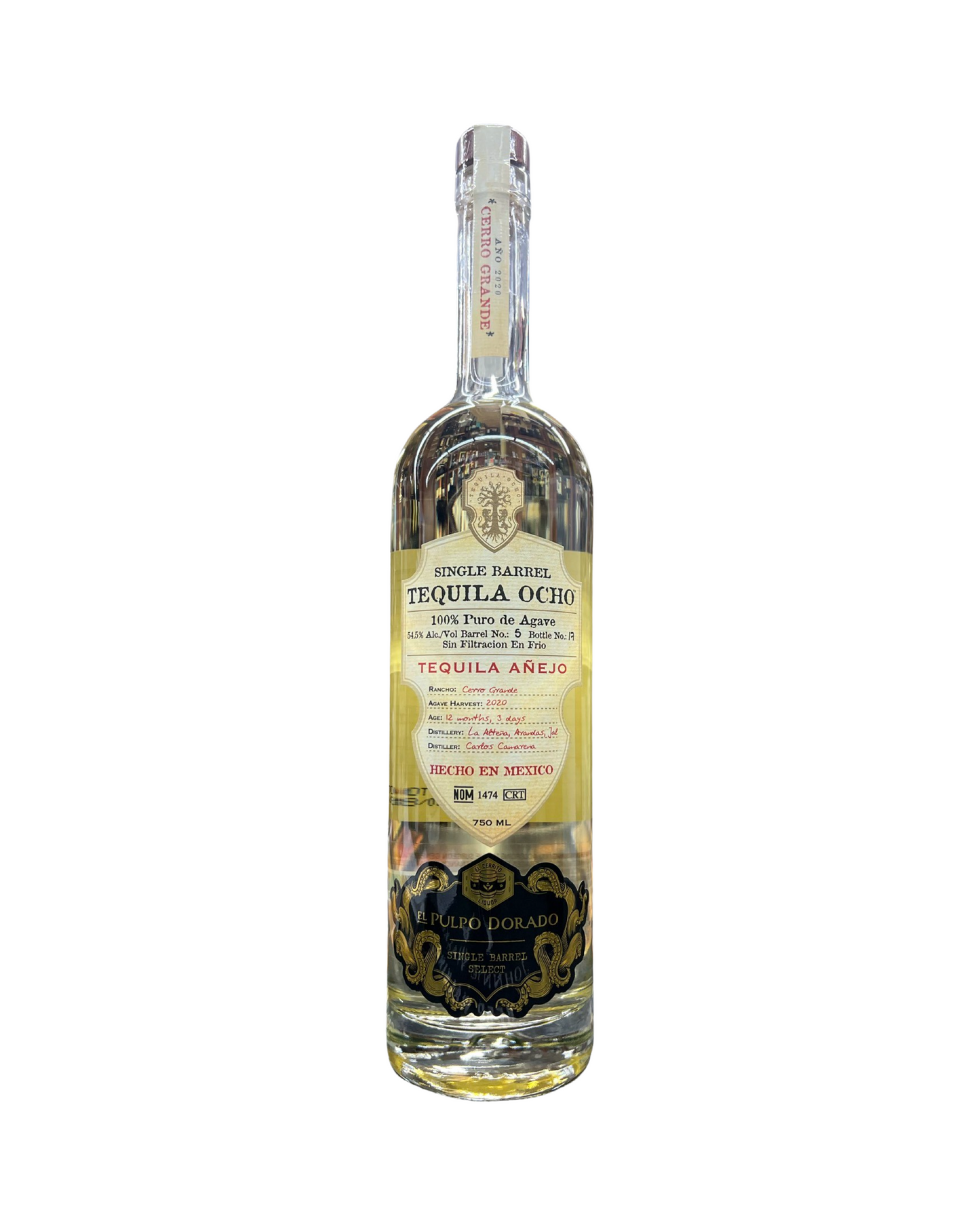 2020 Tequila Ocho Single Barrel Cerro Grande El Cerrito Liquor Store Pick El Pulpo Dorado Anejo Tequila 750ml - Limit 1