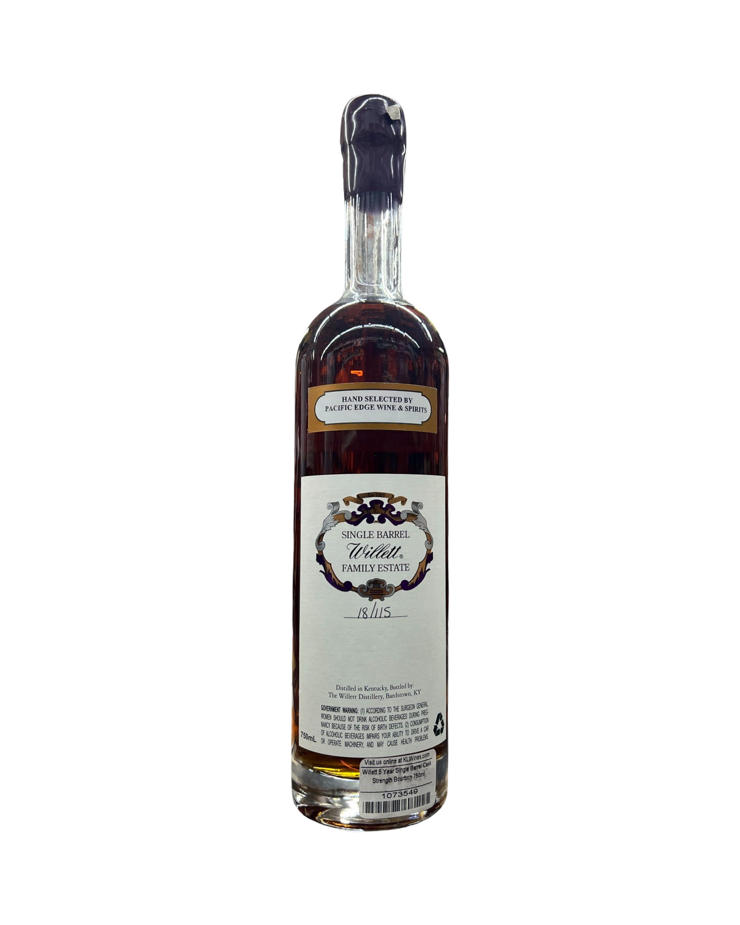 Willett Family Estate Bottled Single Barrel 5 Year Old Barrel No. 046 Wax Top Kentucky Straight Bourbon Whiskey 750ml