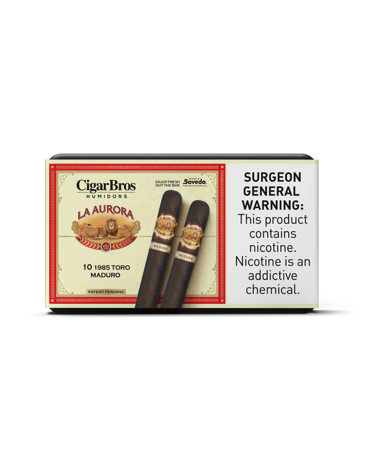 La Aurora 1985 Toro Maduro Cigar With Personal Humidor by CigarBros (Box of 10)