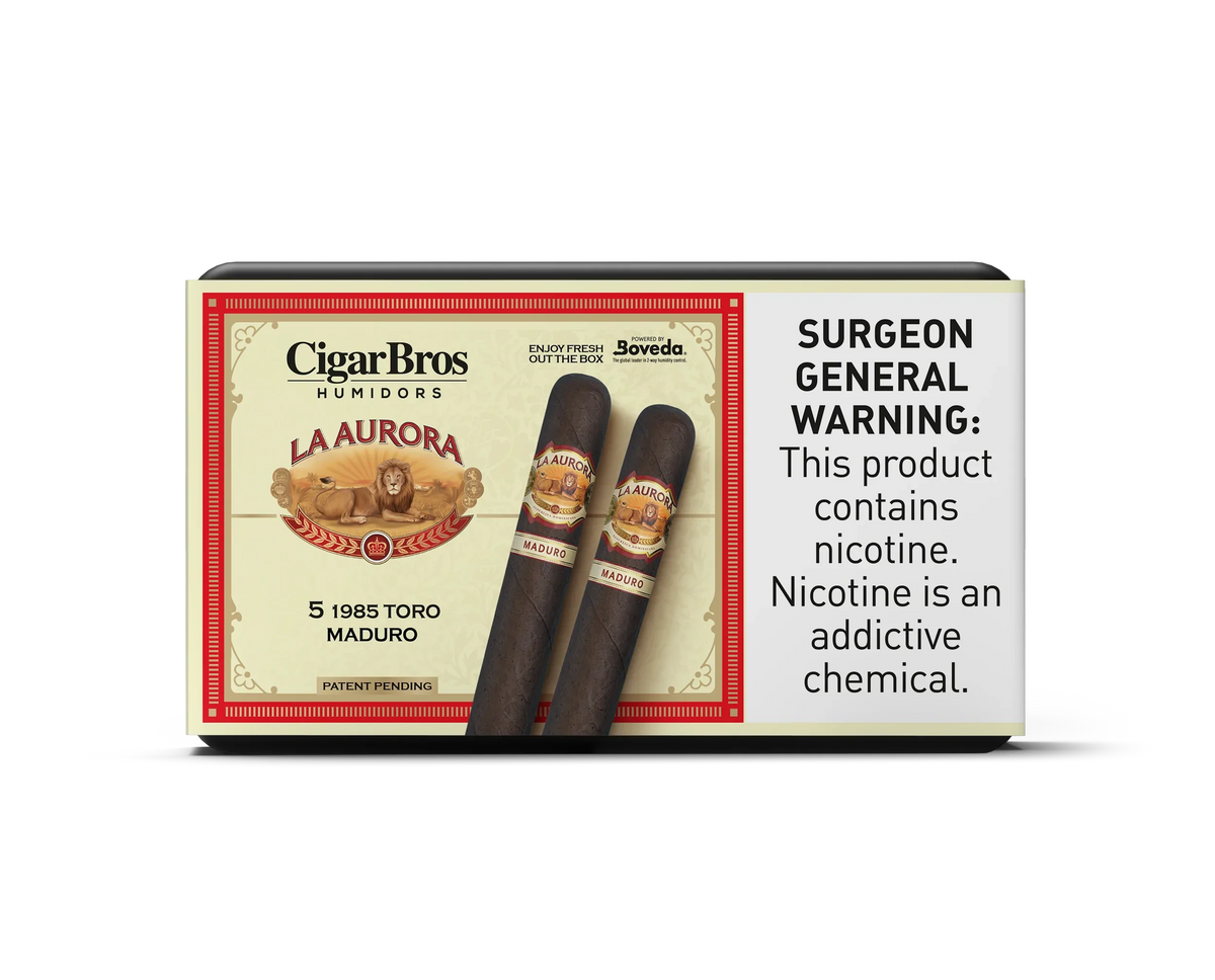 La Aurora 1987 Toro Maduro Cigar With Personal Humidor by CigarBros (Box of 5)