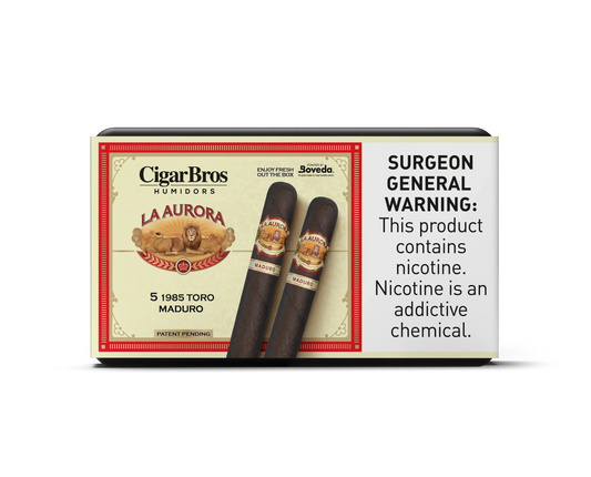 La Aurora 1987 Toro Maduro Cigar With Personal Humidor by CigarBros (Box of 5)