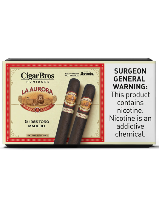 La Aurora 1985 Toro Maduro Cigar With Personal Humidor by CigarBros (Box of 5)