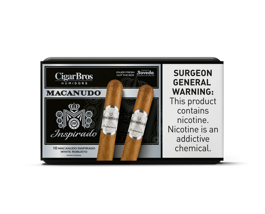 Macanudo Inspirado White Robusto Cigar With Personal Humidor by CigarBros (Box of 10)