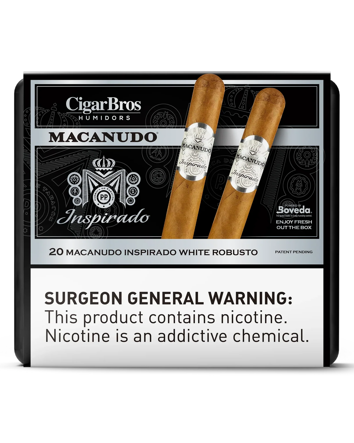 Macanudo Inspirado White Robusto Cigar With Personal Humidor by CigarBros (Box of 20)