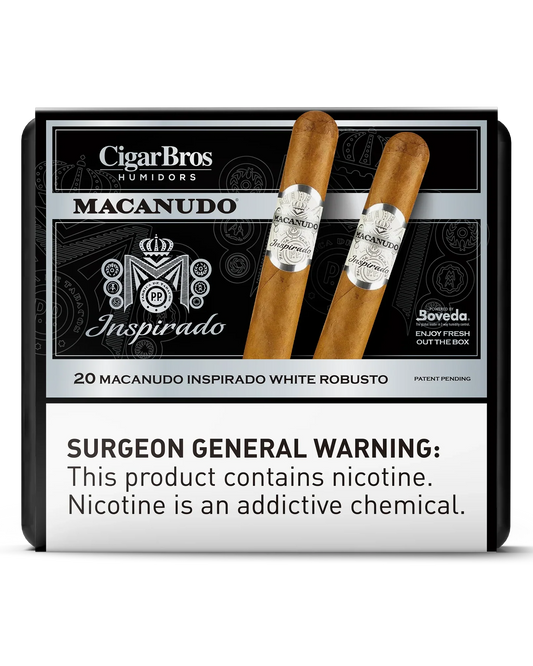 Macanudo Inspirado White Robusto Cigar With Personal Humidor by CigarBros (Box of 20)
