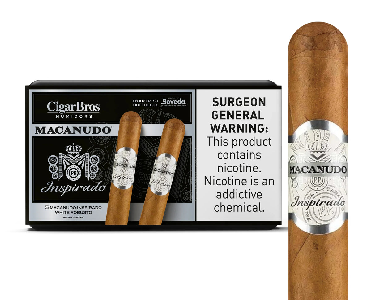Macanudo Inspirado White Robusto With Personal Humidor by CigarBros (Box of 5)