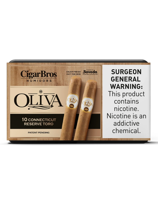 Oliva Connecticut Reserve Toro Cigar With Personal Humidor by CigarBros (Box of 10)