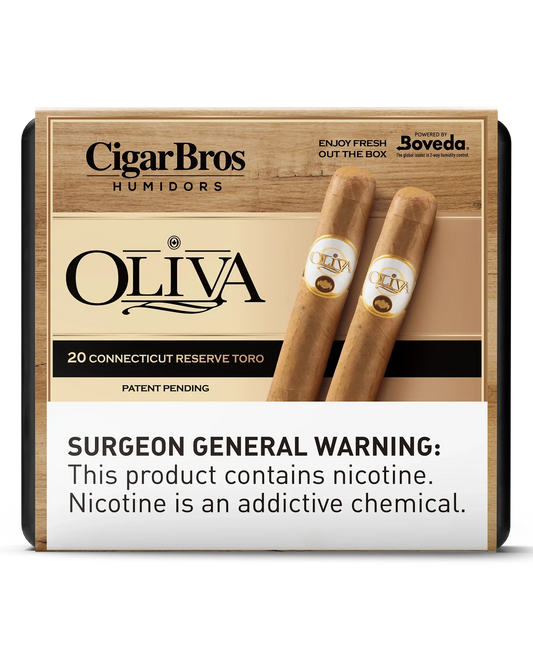 Oliva Connecticut Reserve Toro Cigar With Personal Humidor by CigarBros (Box of 20)