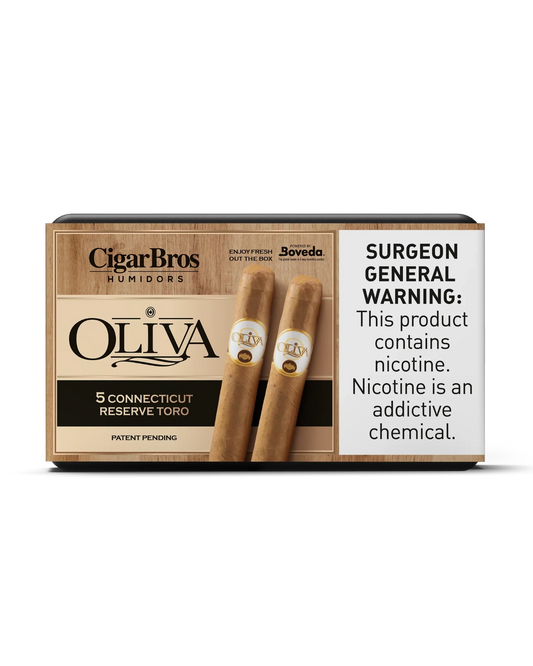 Oliva Connecticut Reserve Toro Cigar With Personal Humidor by CigarBros (Box of 5)