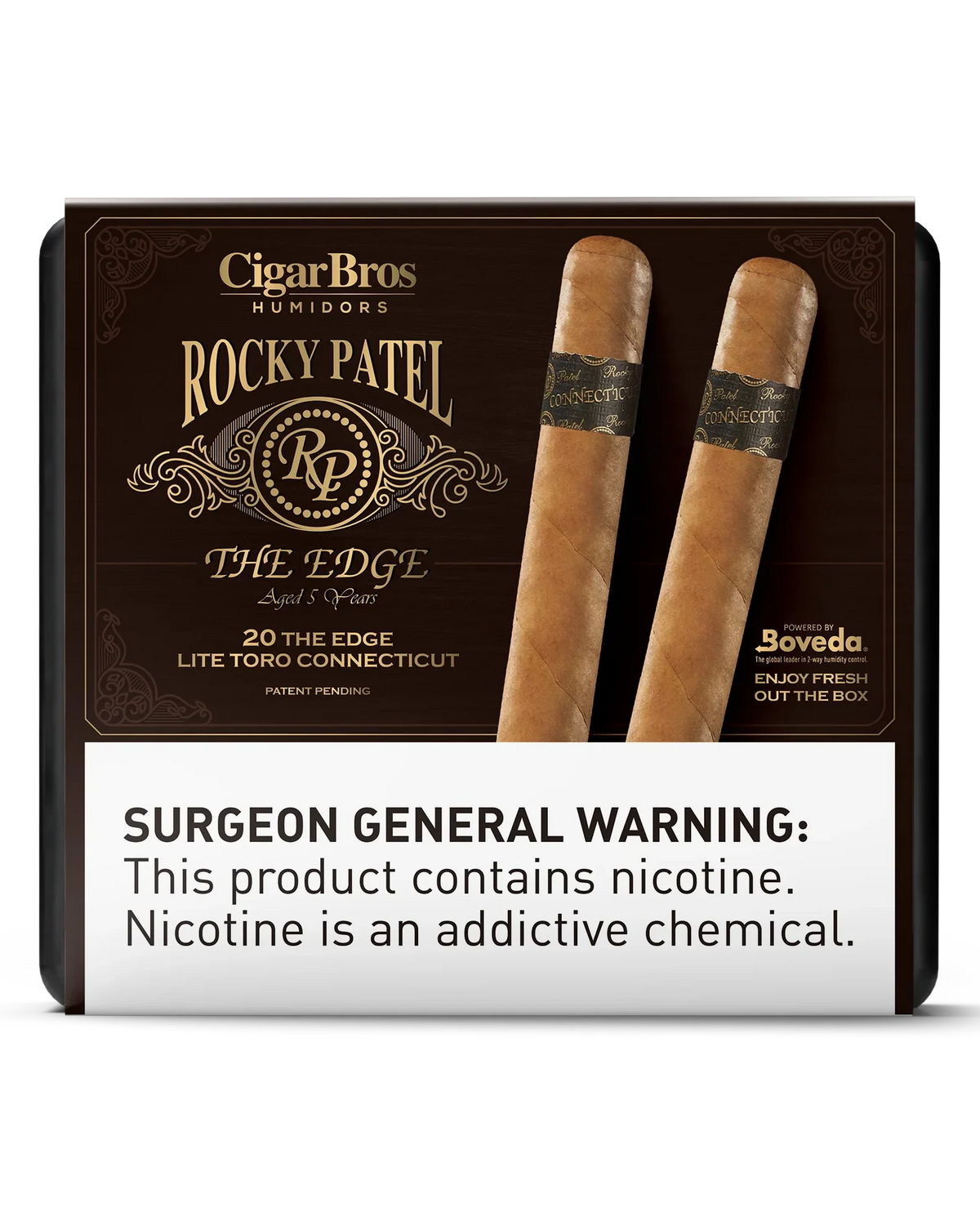 Rocky Patel The Edge Lite Toro Connecticut Cigar With Personal Humidor by CigarBros (Box of 20)