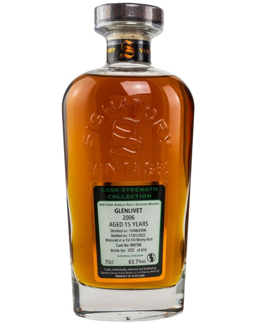 Signatory Vintage Cask Strength Collection Glenlivet 15 Year Old Single Malt Scotch Whisky 700ml
