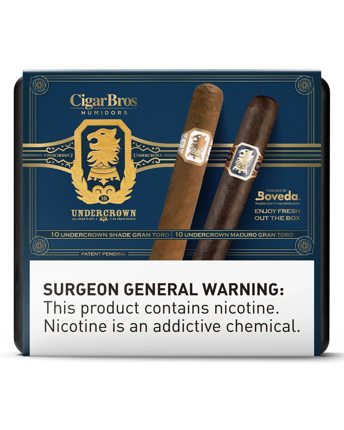 UnderCrown Shade Gran Toro & Maduro Gran Toro Cigars Variety Set With Personal Humidor by CigarBros (Box of 10+10)