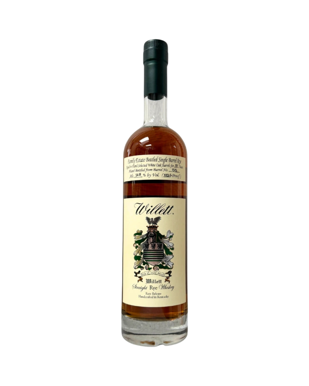 Willett Family Estate Decade Neat 10 Year Old Single Barrel #1515 Rye Whiskey 750ml