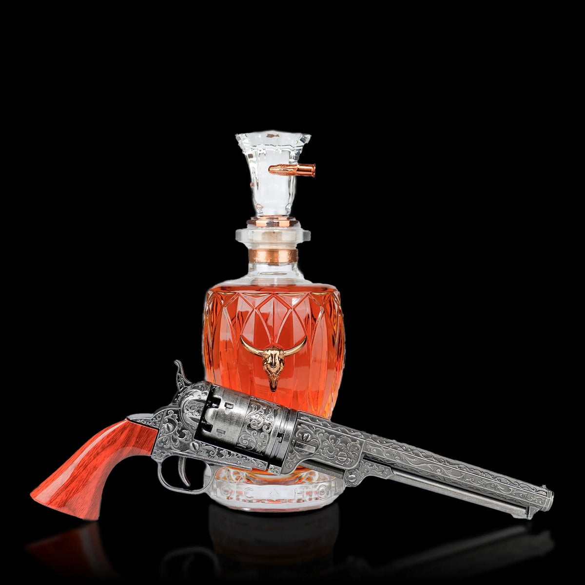 World Whiskey Society Doc Holliday 10 Year Old Straight Bourbon Whiskey Collector's Case with Revolver Decanter