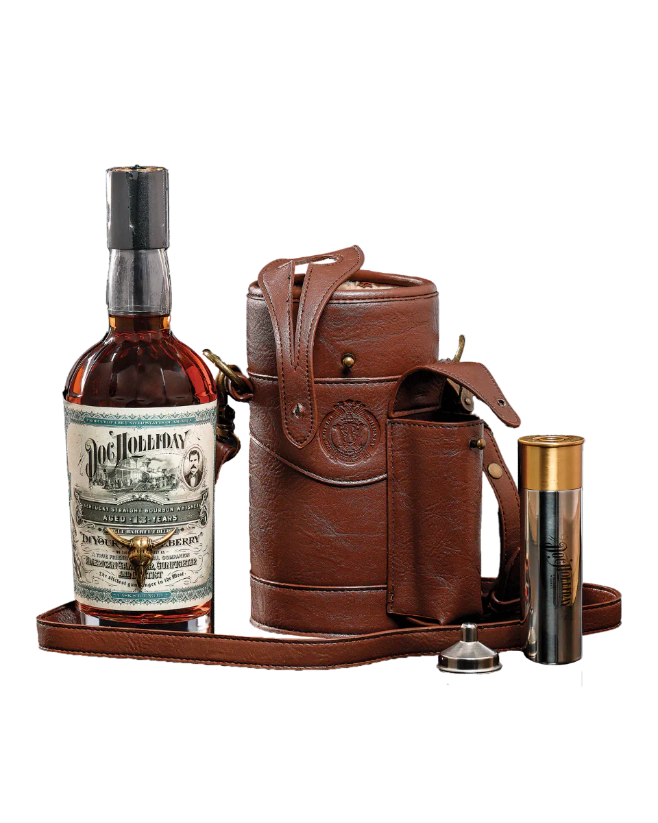 World Whiskey Society Doc Holliday 13 Year Old Straight Bourbon Whiskey with Hunter's Bag & & Bullet Flask