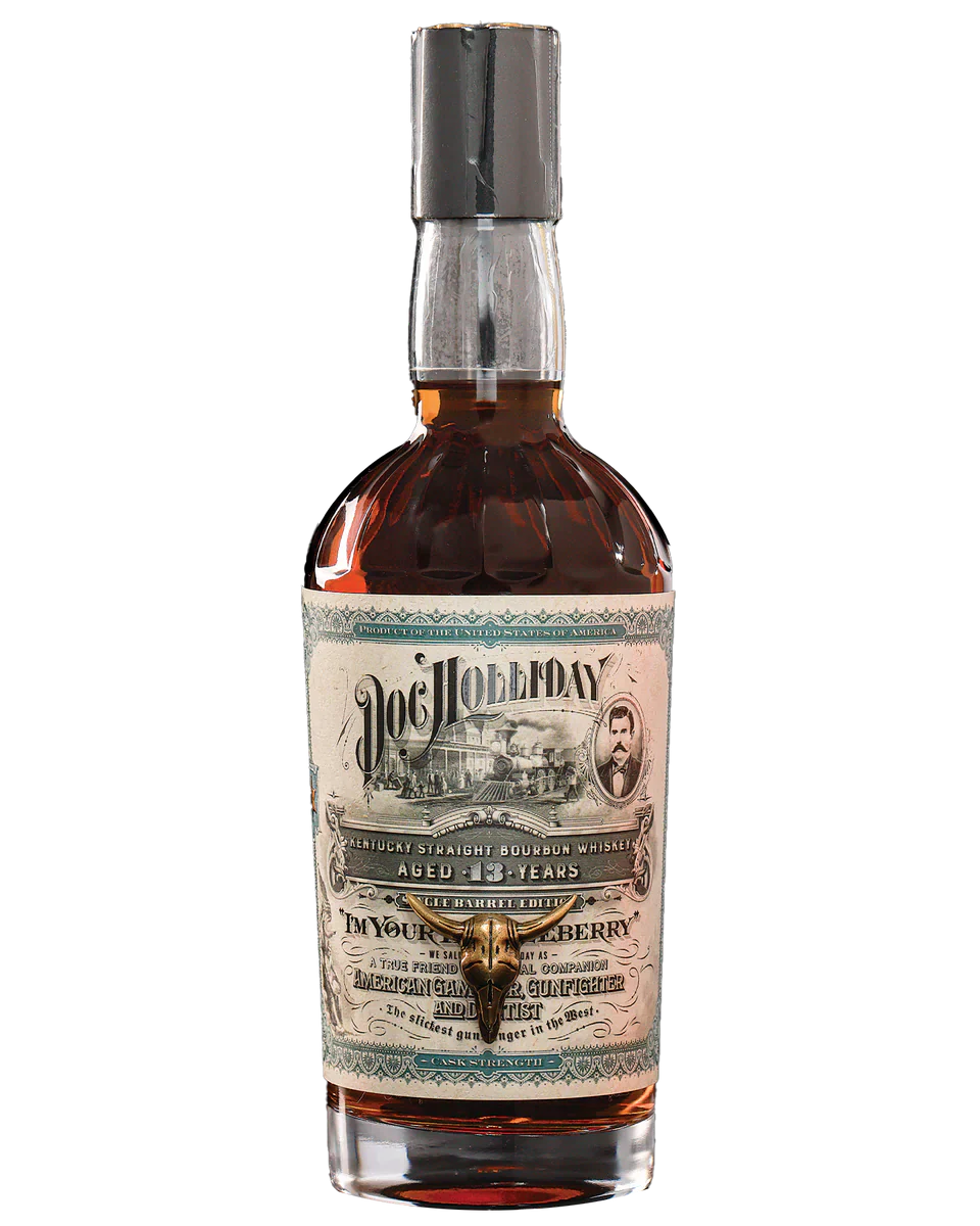 World Whiskey Society Doc Holliday 13 Year Old Straight Bourbon Whiskey with Hunter's Bag & & Bullet Flask