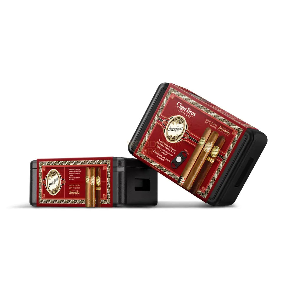 Brick House Premium Cigars Set with Personal Humidor by CigarBros
