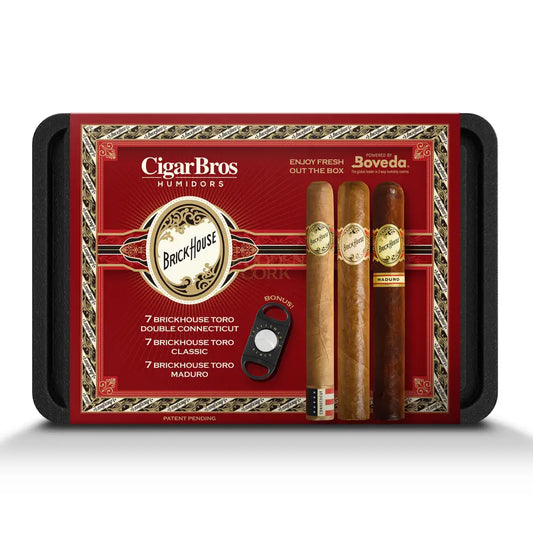 Brick House Premium Cigars Set with Personal Humidor by CigarBros