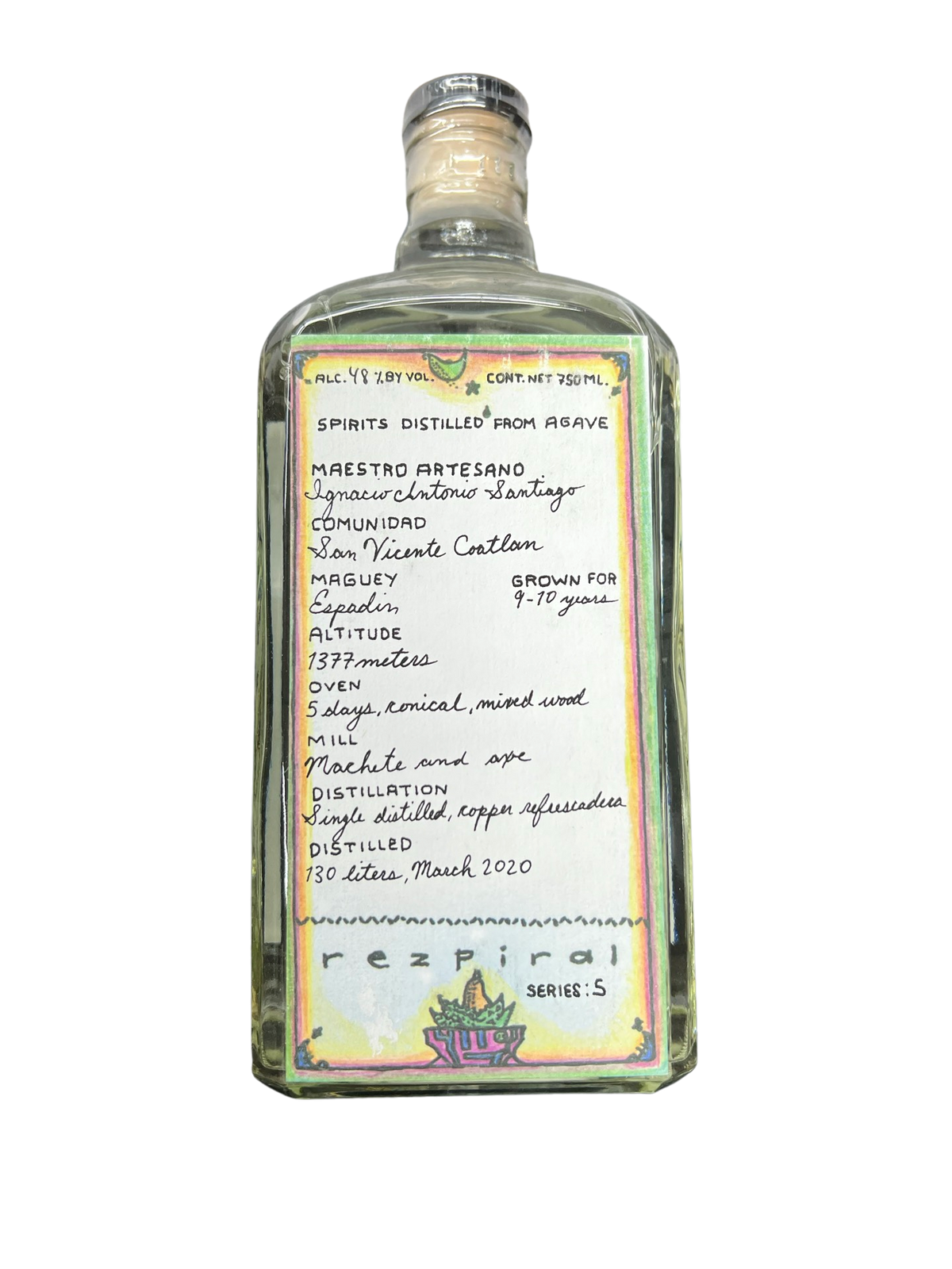 Rezpiral Ignacio Antonio Santiago Espadin Agave Spirit 750ml