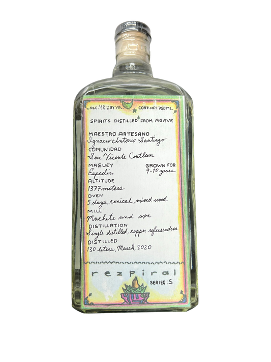 Rezpiral Ignacio Antonio Santiago Espadin Agave Spirit 750ml