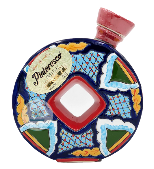 Pintoresco Ceramic Color Round Extra Anejo Tequila 1Lt