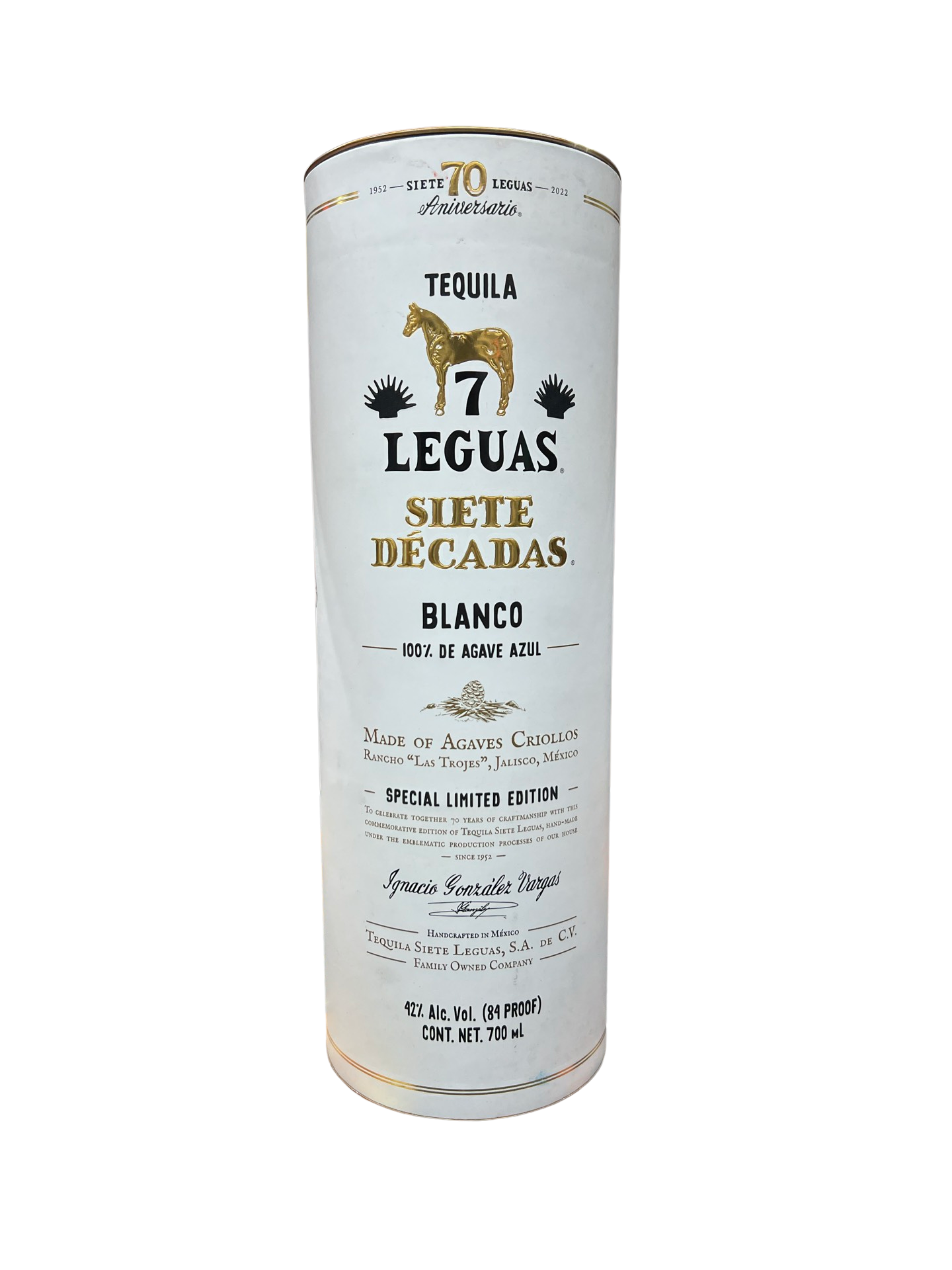 Siete 7 Leguas Siete Decadas Criollo 70th Anniversary Blanco Tequila