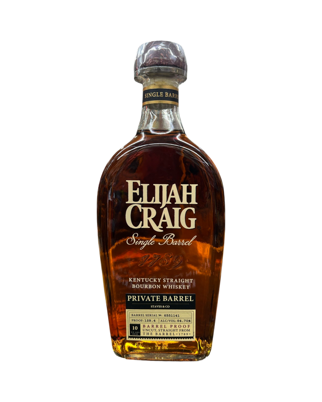 Elijah Craig Small Batch Single Barrel Select Kentucky Straight Bourbon Whisky Aged 10yr 750ml