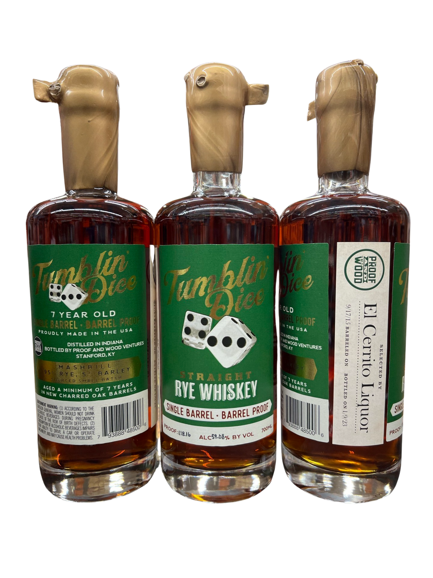 Tumblin Dice 7 Year Old Single Barrel Barrel Proof El Cerrito Liquor Store Pick Straight Rye Whiskey 700ml