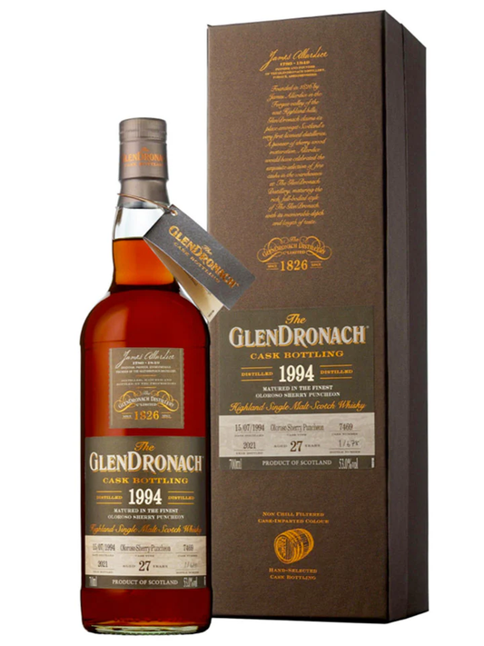 1994 GlenDronach 27 Year Old Cask 7469 Oloroso Sherry Puncheon Cask Strength Single Malt Scotch Whisky 700ml